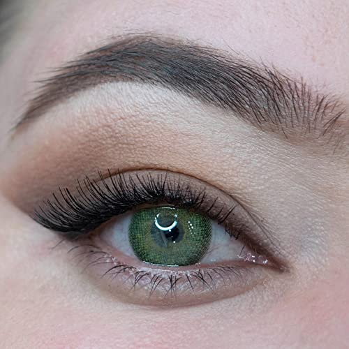 MYSALENS® Lentilles De Contact De Couleur Symphony 3Con Green Vert Naturelle très haute opacité Kit De Rangement Boitier Pince applicateur Offert 12 Mois sans correction