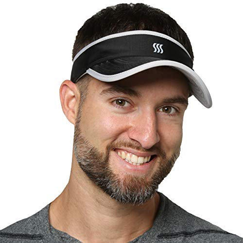 SAAKA Leichtes Visier für Herren, Premium-Verpackung, ideal für Laufen, Golf, Tennis und alle Sportarten, ultraleicht und verstellbar. - Schwarz - Einheitsgröße