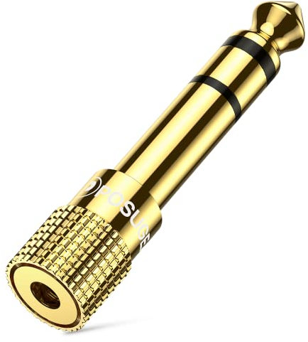 POSUGEAR Adattatore Jack Cuffie 6,35 mm maschio a 3.5mm femmina, Connettore Jack Cuffie Stereo 6.3 a 3.5 Placcato oro, Altoparlante,Mixer Audio ect
