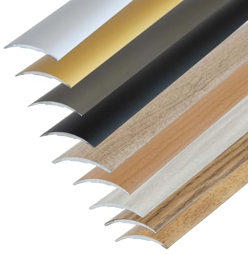 Dalsys Übergangsprofil selbstklebend 90cm x 40mm Schwarz | Ausgleichsprofil Aluminium für Fliesen, Laminat, Parkett, Übergangsleiste Höhenausgleich, Türschwelle, Übergangsschiene