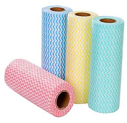 4 Rollen Einweg Reinigungstücher, Putztücher,Vliesstoffe Küchentücher Putztuch Einweg Mehrzweck Wischtuch Rollen (Rot Grün Blau gelb)