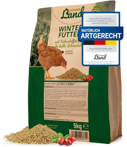 HÜHNER Land Hühnerfutter - Winterfutter für Hühner 5kg I Winterkorn, Hühnerfutter Ohne Gentechnik, Ohne Zusätze I Alleinfutter Hühner Winterfit für Immunsystem & Stoffwechsel