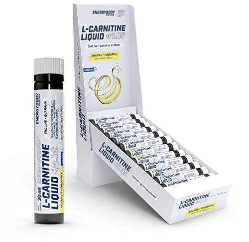 Energybody® L-Carnitine Liquid Plus - 20x30ml - L Carnitin Liquid mit Cholin & Guarana/Nahrungsergänzung für einen normalen Fettstoffwechsel