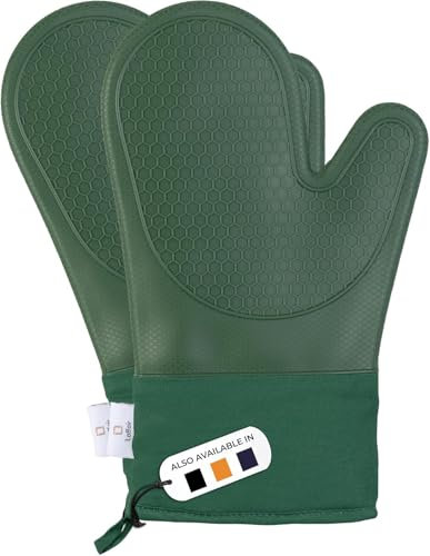 Silicone Oven Gloves Heat Resistant by Laffair - Green Oven Gloves Silicone Oven Mitts Heat Resistant - Premium Non-Slip Design Kitchen Gloves