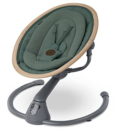 Maxi-Cosi Cassia Babywippe Elektrisch, 0–6 Monate, max. 9 kg, Babyschaukel Elektrisch, 12 Melodien, 360°-Sitzdrehung, automatische Bewegungserkennung, 5 Geschwindigkeiten, Beyond Green