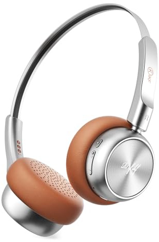 iKF R1 Wireless Bluetooth Headphones, Retro Classic Lightweight Headset, Builti-in Mic, 60H Playback, Dual Device Connectivity, Low Latency, App Customization,Throwback 80s 90s,OOTD, Brown