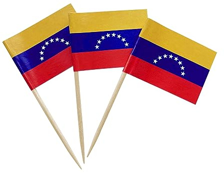 100 banderas de palillos de dientes con bandera de Venezuela, pequeñas mini palillos para cupcakes, banderas venezolanas, selecciones de país