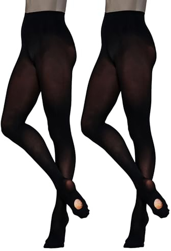 Silky Dance 2 Pairs Ballet Convertible Tights (Small) (Black)