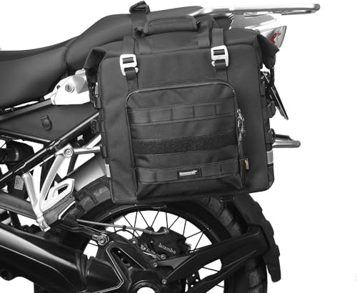 Rhinowalk Motorrad-Satteltaschen, wasserdichte Gepäcktaschen, Schnellverschluss-Motorrad-Seitentaschen, 25 l, passend für die meisten Abenteuer- und Sportfahrrad-Motorradträger (schwarz, 1er-Pack)
