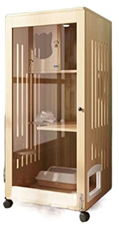 WAOCEO Katzenhaus katzenvilla Katzenkäfig Zuhause Katzenstreu Doppeldecker-Katzenvilla Katzenhaus Innen-Katzenhaus Geschlossener Katzenschrank Katzenhaus aus Holz Katzenhütte
