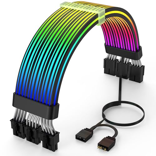 Sirlyr RGB PC-Kabel, Strimmer 3 * 8 pin PSU Verlängerungskabel, 5V 3Pin Sync ARGB, für Grafikkarten-Netzteil, Computer-Gehäuse Dekoration Black Style