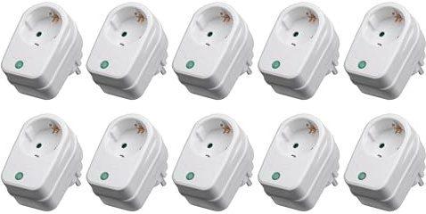 10x Steckdosenadapter mit Überspannungsschutz, 1-Fach, weiß, 10 Stück