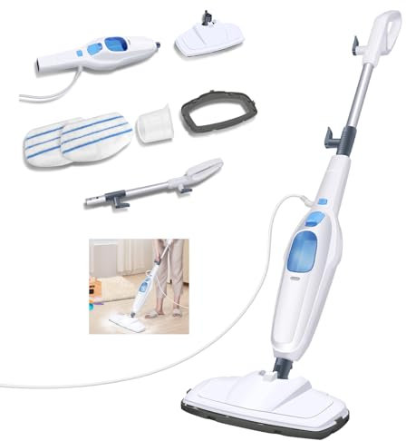 Steamer Mops for Floor Cleaning with 2 Washable Mop Pads, 1500W Steamer Pet Steam Mop with 400ml Water Tank, Lightweight Corded Wet and Dry Upright Mop for Tile Hardwood Floor, Marble Cleaning