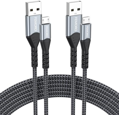 Micro USB Cable 10ft Pack of 2, Long USB Type A to Micro USB 2.0 Charger Cord Data Transfer & 12W Charging for PS4 Kindle MicroUSB Android Phones Tablet Bluetooth Speaker MP3