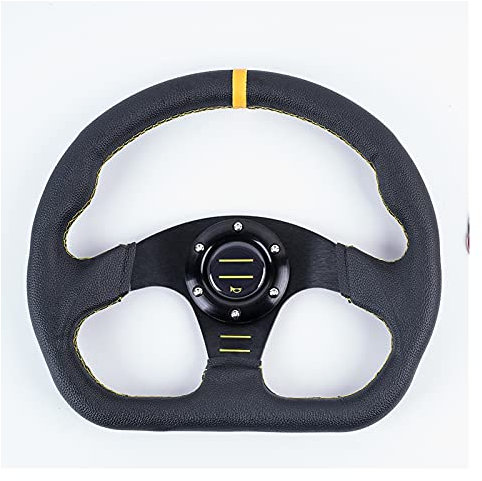 Volante Sportivo,Volante Auto Sportivo Universale 330mm 13 pollice da corsa Drift Flat Stewering Pelle Nero Cucitura Volante Volante Fit Auto e Simulazione Racing(Black Yellow)
