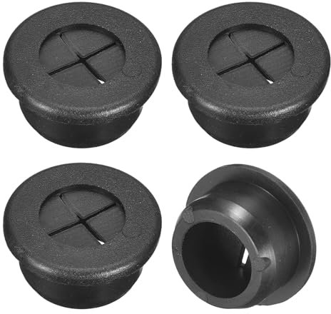 QUARKZMAN 4pz Passacavo per Scrivania, 13/16 Pollici (20mm) Passacavo in Gomma Flessibile Copertura Foro Filo per Organizzatore Cavi Scrivania Computer, Nero
