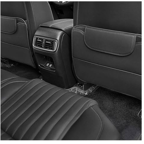 Ashild 2 Stücke Autositz Rückenlehnenschutz für BMW X2 F39 / X3 E83 F25 G01 /X4 F26 G02, PU Leder Auto Rücksitzschoner Anti-Kick Matte Organizer Sitzschutz ZubehöR,A/Black