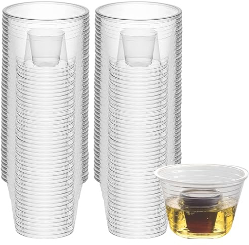 GOMETY 100 stycken bomb skottglas av plast, 100 ml jägare snapsglas, Bomb Shot-bägare, transparenta plastmuggar