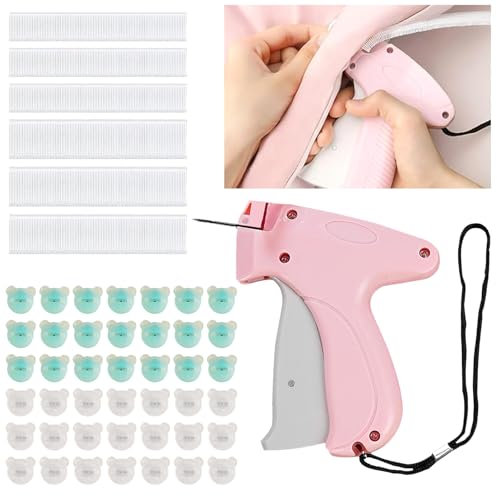 Youery Stitchy Quick Clothing Fixer, Schnelles Fixiergerät für Kleidung, Micro stitchy Pistole Gun mit 200 Bärenschnallen und 1100 Plastiknadeln, Mikro-Tagging-Stichwerkzeug für Kleidung