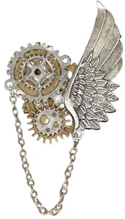 Itkcozcg Mode-Accessoires, Vintage-Brosche für Damen und Herren, elegante Punk-Zahnräder-Brosche, Anstecknadel, Kleid, Hemd, Corsagen-Anstecknadel, Dekorationen, silber, Size reference picture