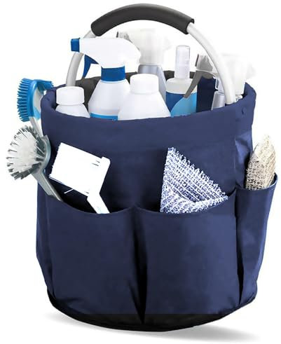 YANGUN Cleaning Caddy with Handle, 17L Cleaning Bucket Organiser, Foldable Cleanings Caddy, CleaningCaddy Organiser Bag, Collapsible Garden Small Tools Bag for Garden, Fishing, Picnic, Washing (Blue)