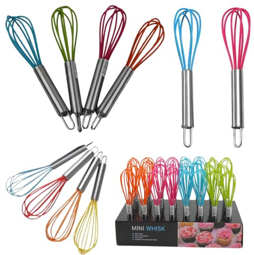 Citystores® CA Retro Colourful Mini Whisk Small Durable Kitchen Hand Whisk for Baking Cooking Beating Eggs Blending Cream (Random Colour Sent)