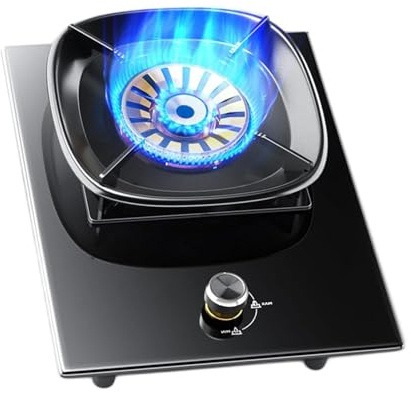 Stufa A Gas, Fornello A Gas Per Interni, Piano Cottura A Gas Portatile Nero 1 Bruciatore, Cucina Da Banco Indipendente 5,2 KW Gas, Con Protezione Antispegnimento, Per Catering Domestico Campeggio(LPG)
