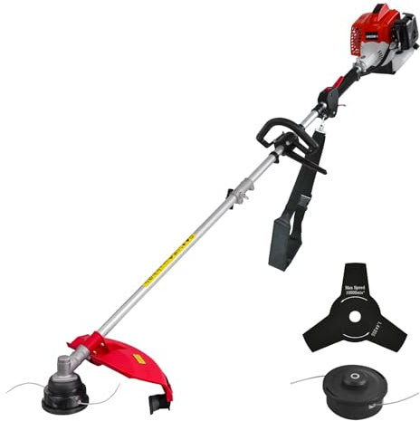 AMERISUN 26cc Gas String Trimmer, 3-in-1 Weed Trimmer/Edger/Brush Cutter, 16 Cutting Path, 10 Metal Blade, Heavy-Duty for Thick Grass & Brush, Shoulder Strap Included