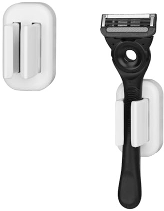 Linkidea Rasierer-Halter für Duschwand, Badezimmer-Rasierer-Organizer und Rakelständer, kompatibel mit Gillette Fusion 5 Power, Labs Special NFL Series, SkinGuard (weiß), 2 Stück