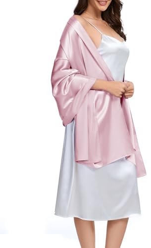 Bbonlinedress Halstuch Damen Seide Party Schal Satin Stola Stolen für Abendkleider elegant Festlich Shawl 195 * 70CM Pink