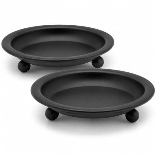 2Pcs Black Candle Holder Plates, Matte Iron Table Decor | Matte black candle plates add modern style to dining tables, coffee tables, weddings and home decorations.