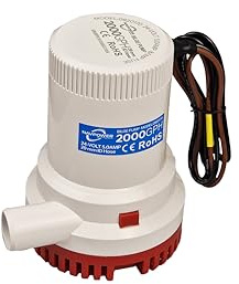 NAVPOWER Pompa di Sentina 12V | 1500 GPH / 2000 GPH – Alta Portata, Resistente e Compatta per Imbarcazioni, Yacht e Gommoni (2000 GPH)