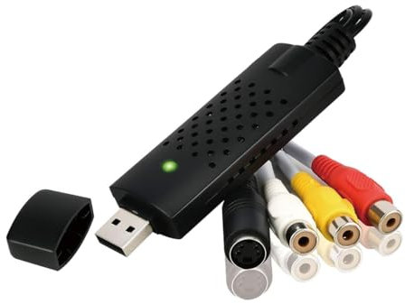 EuAcesry Convertitore VHS in Digitale, Scheda Acquisizione Video da VHS, USB Video Grabber da Qualsiasi Fonte Analogica Inclusi VCR e DVD, Per PC, Video, XP 10/8/7