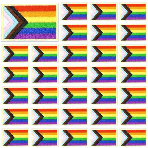 30 Stück Regenbogen-Flagge, zum Aufbügeln, Motiv: Pride Day, bestickt, LGBT-Reparatur-Flicken für Kleidung, Jacken, Jeans, Hosen, Kleider, Rucksäcke, Hüte, Dekorationen