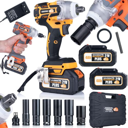 Rosfix Set Avvitatore a Impulsi 21V OD21V – 2x Batterie 4Ah, 350Nm, Motore Brushless, Valigetta, Bussole, Adattatore HEX | Uso Auto, Edilizia, Officina | Utensile Elettrico