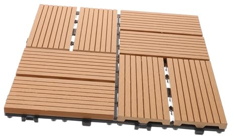IWOWHERO Wood Plastic Floor Slabs Garden Tiles Outdoor Patio Flooring Interlocking Deck Tile Balcony Deck Flooring for Porch