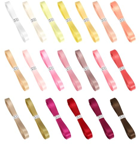 20 Colors Ribbons for Crafting, Total 43 Yards Satin Ribbon 1cm Thick Ribbon 40 Meters for Hair, Gift Box, Decoration, DIY Crafts, Colorful Ribbons for Gift Wrapping, Total 40 Meters (Light Colors)
