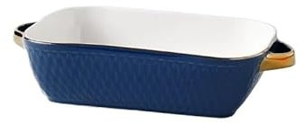 Lizhuzhuzs28 Cooking teglia Forno Teglia da Forno Rettangolare con Bordo Dorato, Adatta for Forno a microonde, Ciotola for Formaggio teglie da Forno per Lasagne(Blue)