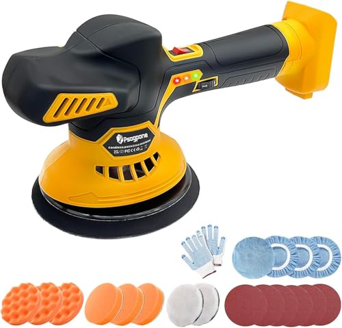 Cordless Car Buffer Polisher for Dewalt 18V Battery, 6-Inch Car Polishers Kit with 6 Variable Speed Orbital Polisher Power Polisher for Car Detailing Polishing Waxing (Tool Only)