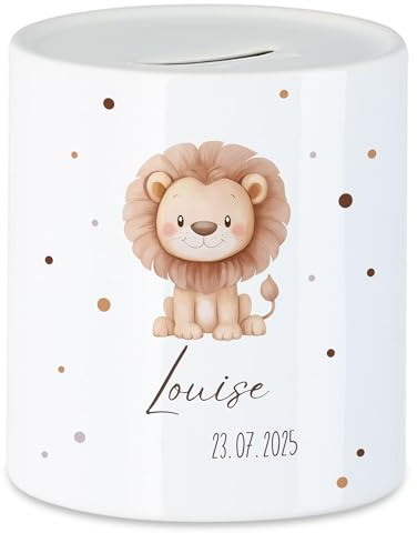 Spardose Kinder mit Namen Personalisiert, Tiermotiv Elefant Geschenk für Mädchen & Junge Geburtstag, Weihnachten, Geburt und Taufe - Sparschwein Geldgeschenk und Wunscherfüller