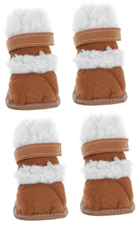 FIXOSHEE 2 Paar rutschfeste Warme Hundeschneestiefel aus Einzigartigem Material Kurze Pfotenschutz Stiefel im Flachen Fersendesign für Kleine Hunde Outdoor Winter Haustier Boots