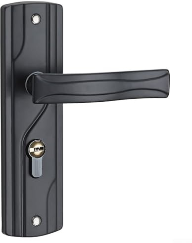 Eawfgtuwz Black Manganese Steel Door Handle Lock Set with Silent Bearing and Big Knob for Bedroom or Interior Doors, Complete with Keys, Easy Installation and Stylish Finish