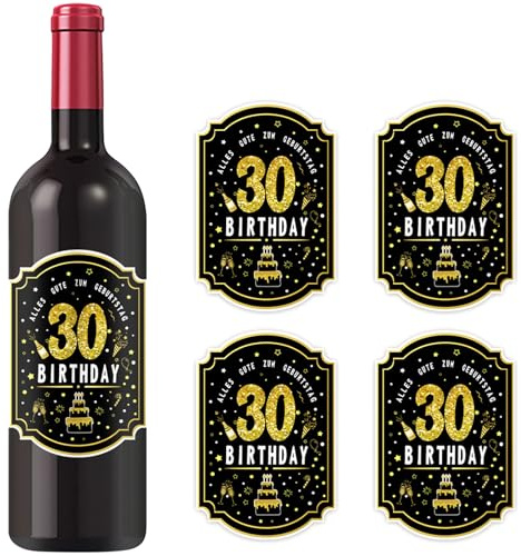 Ovanda 24 Stück 30. Geburtstag Flaschenetikett, Happy Birthday Etikett, Birthday Bottle Label,30 Geburtstag Aufkleber,30 Geburtstagsdeko,30 Birthdays Stickers,Weinflasche Aufkleber,Geburtstagsgeschenk