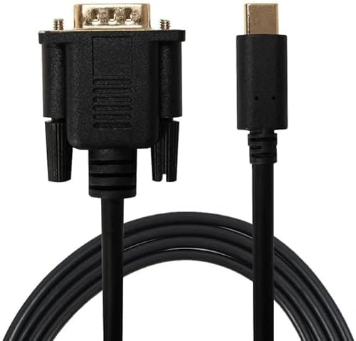 DUOBAGMA USB C to VGA Cable, USB Type C Plug to VGA Plug Cable Adapter PC Computer Monitor Gold Plated 1.8m