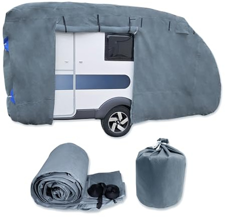 Schutzhülle für Wohnwagen, UV-resistente Abdeckplane für ihren Camper, universelle Passform, Polyamid, Dach wasserdicht, Seitenteile wasserabweisend, grau (XS)