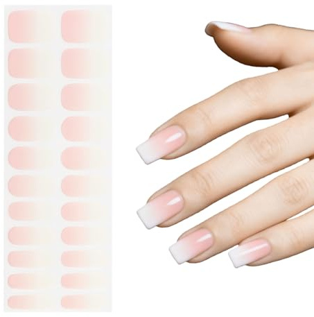 VelvetGlow Gel Nagelstreifen – Calidad de salón, pegatinas de uñas de gel semicuradas para una manicura DIY fácil en casa, compatible con lámparas UV/LED (Latte de melocotón), 22 piezas