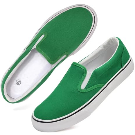 Women's Slip on Canvas Shoes Classic Casual Sneaker, Fashion Sneakers for Walking No Lace Travel Green