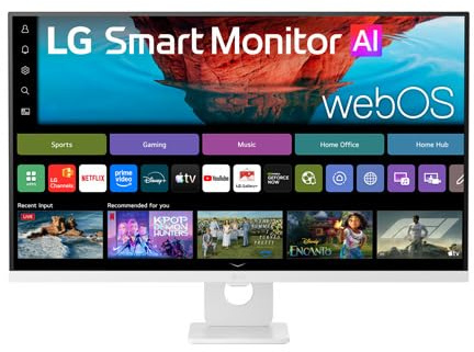 LG 32U721SB-WA - Smart Monitor, 32, VA, 4K, UHD, 3840x2160, 16:9, webOS26, 250nits, 5ms, HDR10, USB-C, Mando Incluido, Inclinación Ajustable, Blanco
