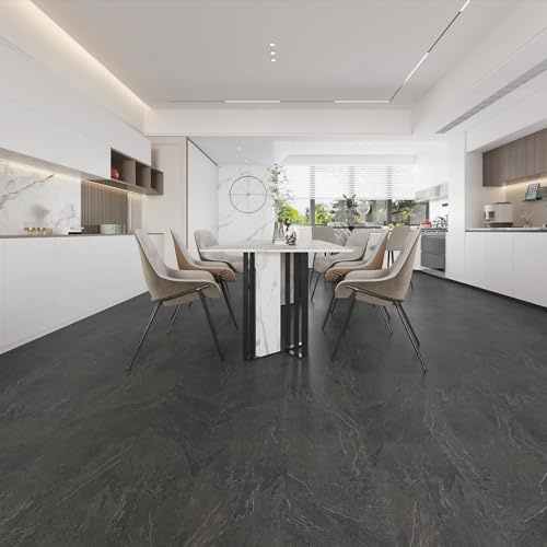 Flooring Supplier UK Marbra Natural Slate Gloss Tile Effect Laminate Flooring 8mm AC5 HDF Click Lock Flooring Boards | Black Slate Effect | 2.19m² Coverage | Water Resistant | 6 Planks