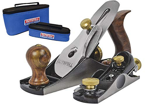 Faithfull Hobelset Nr. 4 & Nr. 6012 mit Canvas-Aufbewahrungstaschen – Präzisionsgefertigte Handhobel aus Gusseisen zum Glätten, Trimmen, für Hirnholzarbeiten und allgemeine Holzbearbeitung